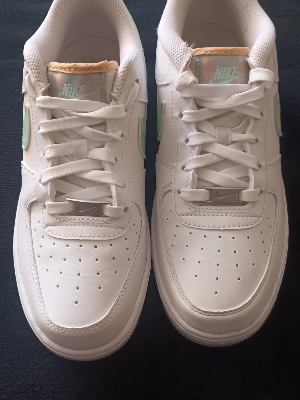 Nike Kids' White Low-Top Sneakers with Mint Accents